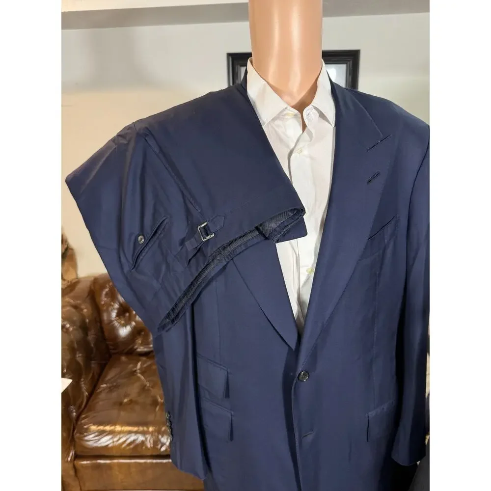 Tom Ford Navy Blue Wool 2Pc Suit Peak Lapel Windsor 56L 46L 38x30 Trousers